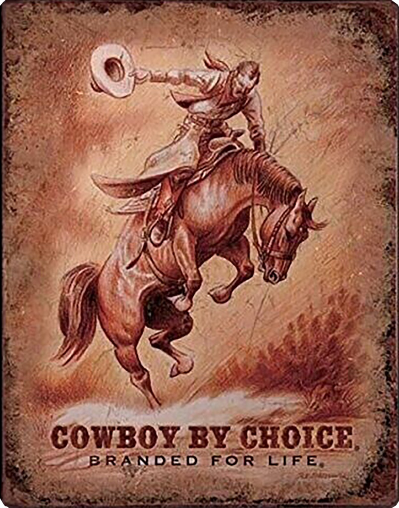 Cowboy By Choice Bucking Horse Tin 